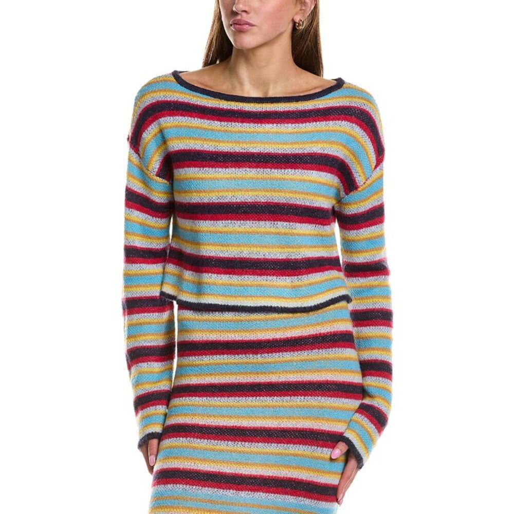 Rowing Blazers Womens  Stripe Long Sleeve Wool & Mohair-Blend Top